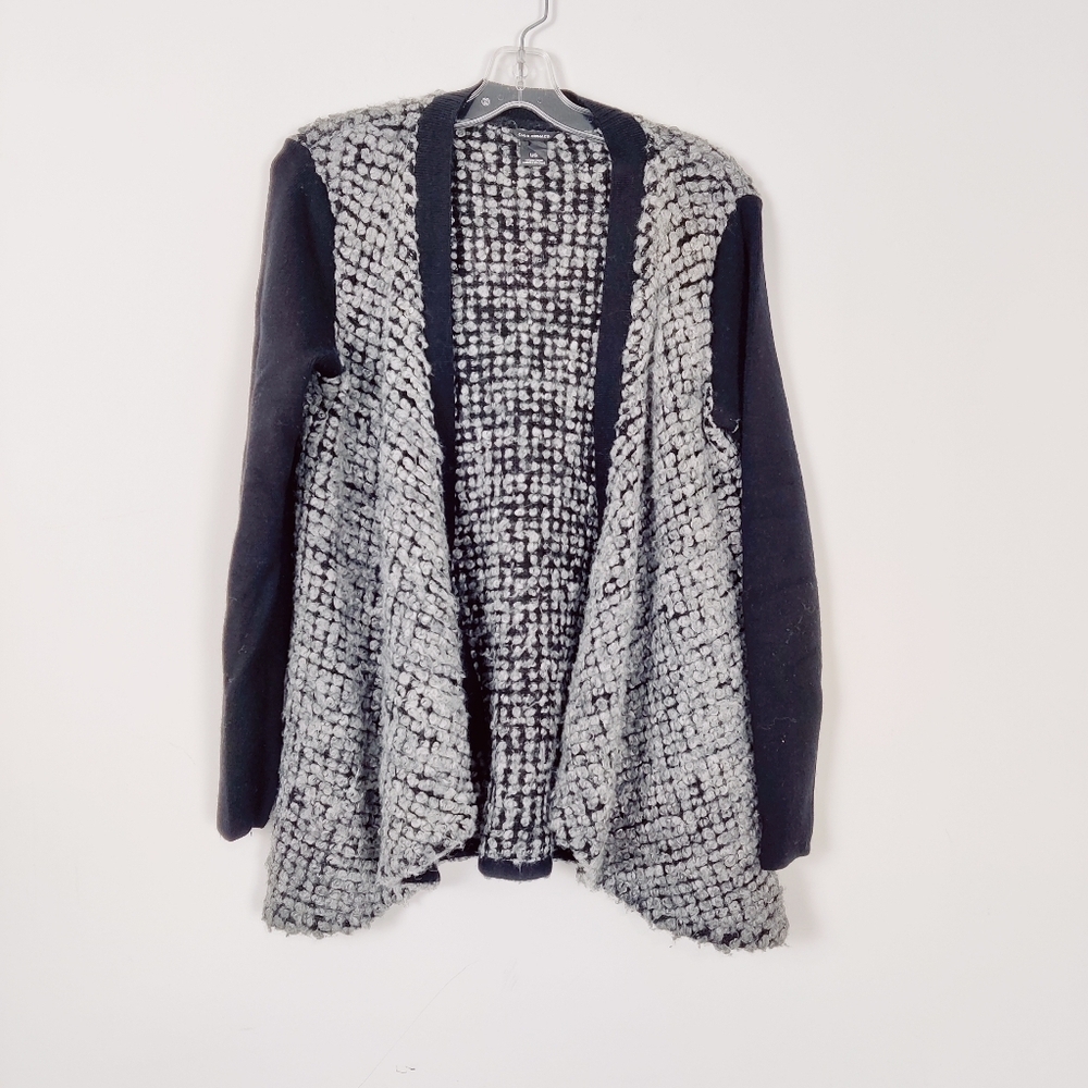 Club Monaco Women's Textured Open-Front Cardigan - Black & Gray - Size Large